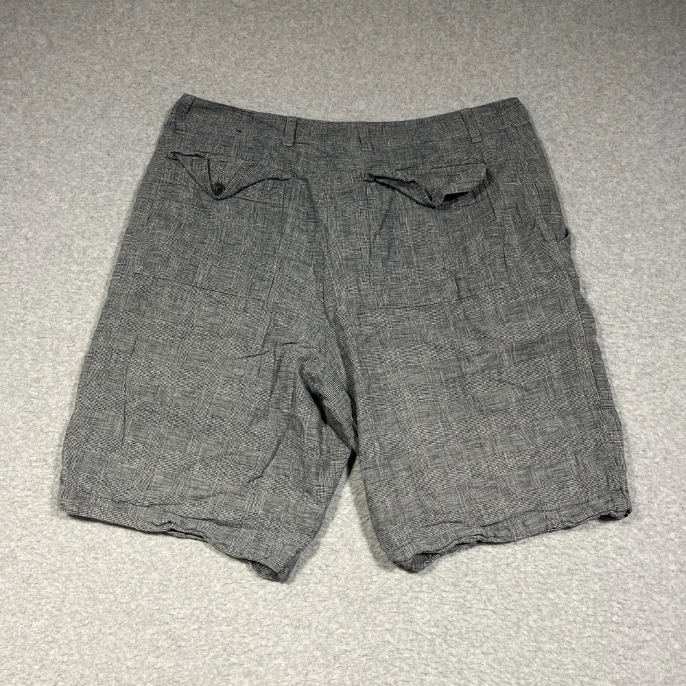 Banana Republic Shorts Mens 36 Blue Chino Linen Cotton Blend Plaid 10